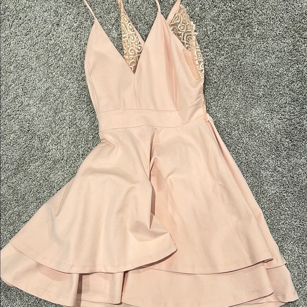 Elegant Pink Lace-Trimmed Dress